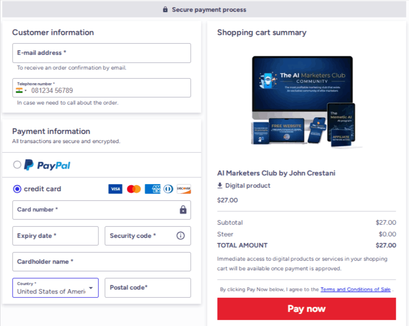 AI Marketers Club Checkout